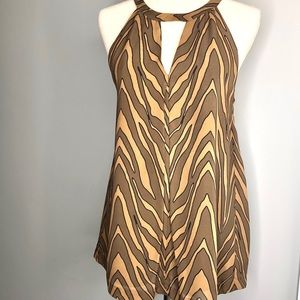 Banana Republic Tan/Green/Black Razor Back Halter Top Size L
